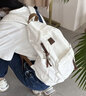 覓卡書(shū)包女初中高中生背包美式復古帆布雙肩包大容量休閑電腦旅行包 白色 曬單實(shí)拍圖