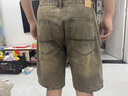 衣然呈品破洞牛仔短褲男夏季美式復(fù)古水洗寬松中褲百搭潮牌直筒五分褲子男 淺藍(lán)色 30【建議116-130斤】 曬單實(shí)拍圖