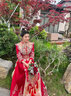 泰勒馬丁秀禾服新娘婚紗2025新款高端絲絨結婚禮服中式婚紗敬酒服古裝嫁衣 8132絲絨 M 曬單實拍圖
