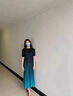 RLAS三宅褶皺2025新款夏季感長裙女氣質(zhì)小眾設(shè)計漸變色a字連衣裙 藍(lán)色 均碼 曬單實(shí)拍圖