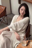 皮爾卡丹（pierre cardin）長(cháng)款針織開(kāi)衫女春秋外搭披肩早秋新款上衣寬松慵懶風(fēng)薄款毛衣外套 杏色 均碼 曬單實(shí)拍圖