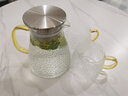 青蘋(píng)果玻璃冷水壺涼水壺家用耐高溫涼水杯耐熱防爆大容量涼白開(kāi)茶壺套裝 蘑菇杯x2+錘紋嘟嘟壺 1.2L 曬單實(shí)拍圖