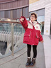 G.DUCKKIDS女童外套加絨加厚秋冬款2025新款兒童洋氣時(shí)髦風(fēng)衣女孩網(wǎng)紅派克服 紅色 140 cm 曬單實(shí)拍圖