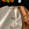 歌朴伟麂皮绒重磅短袖T恤男小领口夏季美式复古棉质情侣五分中袖上衣服 D79-米色 L（105-120斤） 实拍图