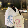 MDlila酒紅色情侶裝衛(wèi)衣秋冬季連帽衣服DIY男女同款寬松外套班服定制 男 黑色（春秋款）單件價 XL 建議(140-160斤穿) 曬單實拍圖
