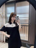 clotho Rennie品牌女裝小個(gè)子短袖連衣裙女2025夏季新款翻領(lǐng)拼接撞色寬松顯瘦裙 黑色 M 曬單實(shí)拍圖