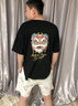 長(cháng)江萬(wàn)里 醒獅落肩寬松短袖t恤男純棉五分袖夏季印花半袖中國風(fēng)大碼衣服 黑色抽煙醒獅 S/165 曬單實(shí)拍圖
