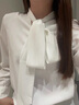 Olrain歐芮兒法式白色蕾絲雪紡衫女秋季新款寬松飄帶小衫輕職場(chǎng)襯衣 白色 L 曬單實(shí)拍圖