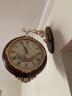 北极星（POLARIS）挂钟创意时尚双面钟客厅挂表田园欧式石英钟仿古时钟 HD-6018木纹  12英寸 实拍图