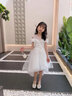 小咔衣濃女童主持人禮服兒童鋼琴演出服高端花童婚紗小女孩生日公主裙夏季 白色前短后長(zhǎng) 140 曬單實(shí)拍圖