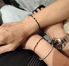 蔓笙相思紅豆情侶手鏈一對本命年編織紅手繩男女生日新年禮物送女友 黑繩 曬單實(shí)拍圖