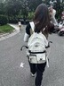 回力書包男大學(xué)生大容量高中初中生潮牌時(shí)尚百搭潮流雙肩包背包女ins 白色【灰色青蛙掛件+筆袋】 曬單實(shí)拍圖