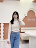 Calvin Klein Jeans秋冬女士簡(jiǎn)約ck刺繡舒適羊毛混紡打底針織衫毛衣ZW02292 ACF-米白色 XS 曬單實(shí)拍圖