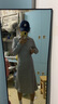 妙奕嘉長(cháng)袖連衣裙秋季新款裙子女配大衣高級感打底長(cháng)裙修身顯瘦小個(gè)子 灰色綁繩衛衣長(cháng)裙 M 【建議100-110斤】 曬單實(shí)拍圖