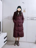 亦朵女裝白鵝絨羽絨服女中長款冬季品牌連帽加厚冬裝外套 深紅色  XL 曬單實拍圖