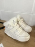 狄德拉真皮高幫小白鞋女冬季加絨百搭厚底休閑大棉鞋保暖運動(dòng)東北雪地靴 白色 35 (225mm) 曬單實(shí)拍圖