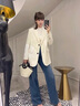羅蒙（ROMON）高級(jí)感白色小個(gè)子西裝外套女2025早春秋裝新款韓版寬松休閑西服 米白色 L -105-115斤 曬單實(shí)拍圖