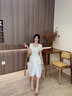 香蕉寶貝（BANANA BABY）2024夏季新款法式方領(lǐng)連衣裙女千金感氣質(zhì)純色中長(cháng)裙D242LY233 白色 S 曬單實(shí)拍圖
