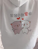 AEMAPE兩件裝情侶裝加絨秋冬衛(wèi)衣男女韓版潮流連帽寬松加絨外套 前后[寵你賴你]男黑女白 2XL 男+女XL碼 曬單實(shí)拍圖