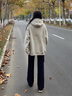 真維斯（JEANSWEST）垂感雪尼爾闊腿褲女秋冬季女褲2025新款女士直筒休閑加絨保暖長(cháng)褲 加絨 黑色 純色 XL 曬單實(shí)拍圖