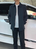 羅蒙（ROMON）菱形格棉服男桑蠶絲薄棉襖外套男裝2024新款秋冬季高端薄棉衣 蝦青236 180/XL【建議135-150斤】 曬單實(shí)拍圖