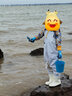 熊火兒童下水褲戶外玩水服捉魚趕海半身涉水褲背帶連體鞋防水沙灘 兒童天空藍(lán)背帶褲【加厚帶口袋】 31 (鞋內(nèi)長19.5cm) 曬單實(shí)拍圖