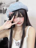 慕瓊粉色蝴蝶結(jié)系帶貝雷帽女2024新款大頭圍百搭顯臉小水洗牛仔畫家帽 蝴蝶結(jié)牛仔（模特同款） M【55-58cm】一般都能戴 曬單實拍圖