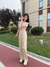 佰藍嬌時尚休閑套裝女2025夏季新款高級感洋氣質(zhì)減齡寬松闊腿褲子兩件套 卡其色 M 曬單實拍圖