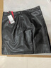 兔芊（TUQIAN）海寧真皮裙子短款女士包臀皮裙半身裙秋冬季綿羊皮a字高腰顯瘦 黑色 S 曬單實(shí)拍圖