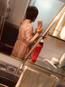 LISCN復(fù)古印花棉麻裙子女夏寬松V領(lǐng)收腰顯瘦小個(gè)子過膝亞麻短袖連衣裙 圖片色 L 115-130斤 曬單實(shí)拍圖