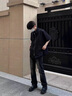 查佰倫 CHELDBAILANNC黑色牛仔褲男松緊腰2025新款男抽繩漸變vibe褲子美式直筒闊腿褲男 1024磨白漸變-直筒款【抽繩版】 XL 曬單實(shí)拍圖
