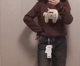 森馬（Semir）毛衣女提花衣服可愛(ài)趣味潮流2024冬季圓領(lǐng)正肩毛衫甜酷風(fēng) 深咖啡50954 165/88A/L 曬單實(shí)拍圖