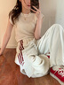 PMOG美式復(fù)古三條杠工裝褲女秋冬新款學(xué)生韓版寬松百搭闊腿褲休閑長褲 米白色長褲 M 曬單實拍圖