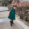 MARC&JANIE【馬克珍妮 蘆芙】?jì)和难b女童泡泡袖棉真絲連衣裙 公主裙230733 墨綠色【220817】 90 3T 曬單實(shí)拍圖