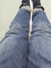 潮天士美式復古潮牌牛仔褲男寬松小腳直筒褲男士潮流水洗做舊秋冬季長(cháng)褲 藍色 38【180-200斤】 曬單實(shí)拍圖