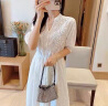 皮尔卡丹（pierre cardin）连衣裙2024新款夏季时尚女装韩版纯色短袖简约时尚中长款裙子女 白色 M（建议95-105斤） 实拍图