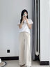 Calvin Klein Jeans春夏女通勤簡約ck字母抽繩腰運(yùn)動(dòng)針織闊腿休閑褲J223487 ACI-淺卡其 XS 曬單實(shí)拍圖