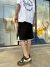 沼澤地 運動(dòng)短褲男夏季薄款潮流寬松休閑潮牌學(xué)生籃球五分中褲褲子青年 WDQ801黑色 XL 曬單實(shí)拍圖