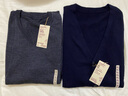 無(wú)印良品（MUJI） 男式 羊毛 可水洗高針距 V領(lǐng)開(kāi)衫 男士毛衣冬季男款AA0PFA4A 深藏青色 XL （180/104A） 曬單實(shí)拍圖