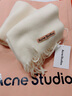 Acne Studios男女同款 純色流蘇雙面羊毛圍巾披肩CA0210 暖白色 曬單實拍圖