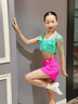 企魅(QVEI)拉丁舞服女童夏季新款高級舞蹈專(zhuān)業(yè)演出比賽表演練功服套裝 青瓷色（套裝） 180cm 曬單實(shí)拍圖