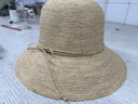 帽子女夏天海邊特細拉菲草手工編織沙灘遮陽(yáng)帽 原色 57.5cm（有帽圍調節帶） 曬單實(shí)拍圖