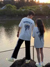 love legend(兩件裝)情侶裝夏天短袖t恤套裝新款潮流上衣男女同款班服定制 蝴蝶-男黑女白 男M/女S 曬單實拍圖