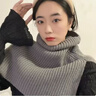 途尊開(kāi)叉高領(lǐng)披肩女秋冬韓版毛線(xiàn)針織圍脖套女保暖套頭圍巾純色簡(jiǎn)約 卡其色 曬單實(shí)拍圖