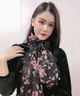 恒源祥時(shí)尚黑色碎花百搭真絲絲巾女夏季桑蠶絲圍巾女式防曬披肩長(cháng)紗巾 花瓣雨 曬單實(shí)拍圖