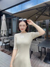 Calvin KleinJeans春夏女士經(jīng)典繡標(biāo)ck萊賽爾混紡休閑中袖針織連衣裙J223519 RAE-卡其 S 曬單實拍圖