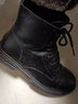 卡瀾珊牛皮馬丁靴女2025秋冬新款女鞋粗跟短靴女皮鞋皮靴加絨棉鞋女靴子 黑色 真皮 5587-1（加絨） 38 曬單實(shí)拍圖
