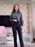 Jret黑色職業(yè)褲女士高腰直筒褲春夏季修身西裝褲女工作褲薄款 黑色 M 85-95斤 曬單實(shí)拍圖