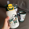 迪士尼（Disney）兒童保溫杯吸管直飲中小學(xué)生喝水杯子寶寶幼兒園上學(xué)不銹鋼飲水杯 6604米奇綠 580ml 雙飲款 曬單實(shí)拍圖