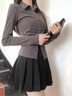 韓璐嬌（hanlujiao）jk制服連衣裙女裝2024秋裝新款輕熟御姐風(fēng)穿搭甜辣妹純欲套裝裙子 襯衫+百褶裙 M 曬單實(shí)拍圖